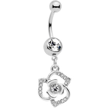 Load image into Gallery viewer, Clear Gem Single Rose Flower Dangle Belly Ring