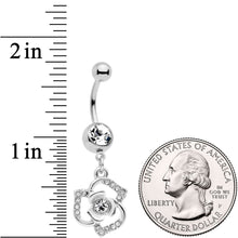 Load image into Gallery viewer, Clear Gem Single Rose Flower Dangle Belly Ring