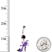 Load image into Gallery viewer, Purple Gem High Heel Octopus Dangle Belly Ring