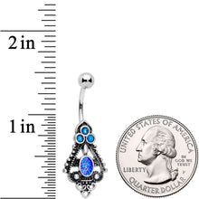 Load image into Gallery viewer, Blue Faux Druzy Baroque Teardrop Dangle Belly Ring
