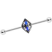 Load image into Gallery viewer, 14G Glitter Blue Halloween Spider Queen Industrial Barbell 38mm