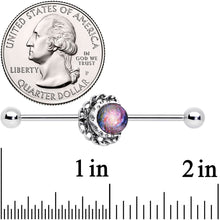 Load image into Gallery viewer, 14G Swirling Galaxy Inlay Crescent Moon Industrial Barbell 38mm