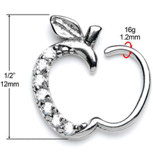 Load image into Gallery viewer, 16G 3/8 Clear CZ Gem Tasty Treat Right Apple Closure Ring