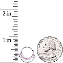 Load image into Gallery viewer, 16G 3/8 Pink Gem Garland Hanging Chain Seamless Circular Ring
