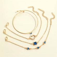 Load image into Gallery viewer, 4pcs Rhinestone Alloy Bracelet Set – Minimalist Heart & Square Design