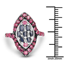 Load image into Gallery viewer, 1.77 Carat Genuine Blue Sapphire and Ruby .925 Sterling Silver Ring