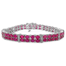 Load image into Gallery viewer, 16.77 Carat Genuine Glass Filled Ruby & White Topaz .925 Sterling Silver Bracelet