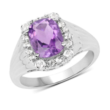Load image into Gallery viewer, 2.13 Carat Genuine Amethyst and White Topaz .925 Sterling Silver Ring