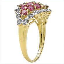 Load image into Gallery viewer, 14K Yellow Gold Plated 2.08 Carat Genuine Ruby .925 Sterling Silver Ring