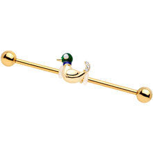 Load image into Gallery viewer, 14G Gold Tone Mighty Mallard Industrial Barbell 38mm