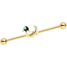 Load image into Gallery viewer, 14G Gold Tone Mighty Mallard Industrial Barbell 38mm