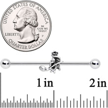 Load image into Gallery viewer, 14G Sacred Hamsa Hand with Flower Industrial Barbell 38mm