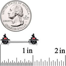 Load image into Gallery viewer, 14G 9/16 Halloween Witch Way Black Cat Barbell Nipple Ring Set