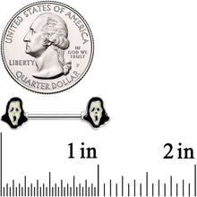 Load image into Gallery viewer, 14G 9/16 Glow in the Dark Scream for Me Barbell Nipple Ring Set