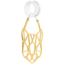 Load image into Gallery viewer, Gold Tone Geometric Cut Out Cat Panther Tunnel Plug Earrings
