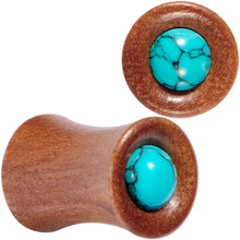 Load image into Gallery viewer, Turquoise Stone Sawo Wood Earth Sky Saddle Plug Set 5mm to 25mm