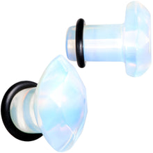 Load image into Gallery viewer, White Opalite Faceted Single Flare Plug Set 6mm to 25mm