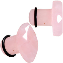 Load image into Gallery viewer, Rose Quartz Faceted Single Flare Plug Set 6mm to 25mm Sizes