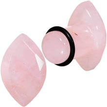 Load image into Gallery viewer, Rose Quartz Faceted Single Flare Plug Set 6mm to 25mm Sizes