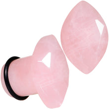 Load image into Gallery viewer, Rose Quartz Faceted Single Flare Plug Set 6mm to 25mm Sizes