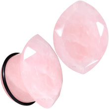 Load image into Gallery viewer, Rose Quartz Faceted Single Flare Plug Set 6mm to 25mm Sizes
