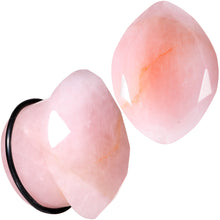 Load image into Gallery viewer, Rose Quartz Faceted Single Flare Plug Set 6mm to 25mm Sizes