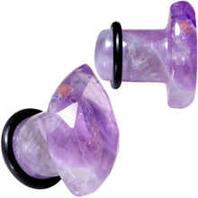 Load image into Gallery viewer, Purple Amethyst Faceted Single Flare Plug Set 6mm to 25mm Sizes