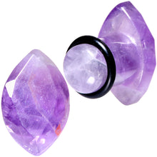 Load image into Gallery viewer, Purple Amethyst Faceted Single Flare Plug Set 6mm to 25mm Sizes