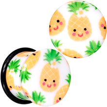 Load image into Gallery viewer, White Acrylic Pretty Pineapple Single Flare Plug Set Sizes 3mm to 16mm