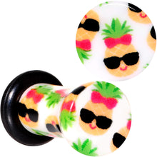 Load image into Gallery viewer, White Acrylic Cool Pineapple Single Flare Plug Set 3mm to 16mm