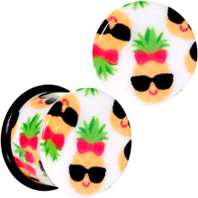 Load image into Gallery viewer, White Acrylic Cool Pineapple Single Flare Plug Set 3mm to 16mm
