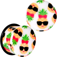 Load image into Gallery viewer, White Acrylic Cool Pineapple Single Flare Plug Set 3mm to 16mm