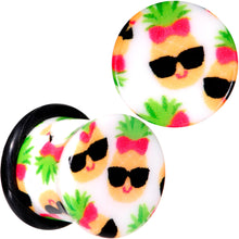 Load image into Gallery viewer, White Acrylic Cool Pineapple Single Flare Plug Set 3mm to 16mm