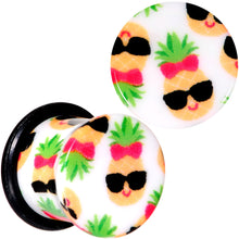 Load image into Gallery viewer, White Acrylic Cool Pineapple Single Flare Plug Set 3mm to 16mm