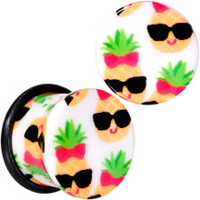 Load image into Gallery viewer, White Acrylic Cool Pineapple Single Flare Plug Set 3mm to 16mm