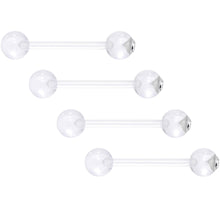 Load image into Gallery viewer, Clear Gem Clear Acrylic Barbell Tongue Ring Set of 4