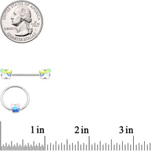Load image into Gallery viewer, 14G Aurora Gem Butterfly Captive Barbell Nipple Ring Set