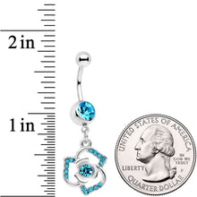Load image into Gallery viewer, Aqua Gem Single Rose Flower Dangle Belly Ring