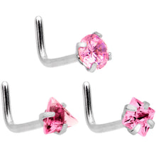 Load image into Gallery viewer, 20G 5/16 Clear Pink Gem Variety L Shaped Nose Ring 6 Pack Set
