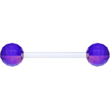 Load image into Gallery viewer, Flexible Acrylic Iridescent Purple Disco Ball Barbell Tongue Ring