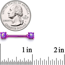 Load image into Gallery viewer, 14G 9/16 Purple Faux Opal Purple Barbell Nipple Ring Set
