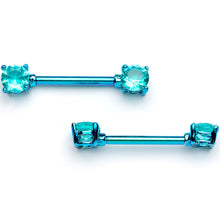 Load image into Gallery viewer, 14G 9/16 Teal Gem Blue Anodized Barbell Nipple Ring Set