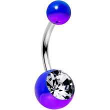 Load image into Gallery viewer, Clear Gem Blue Purple Pearlescent Acrylic Galactic Rainbow Belly Ring