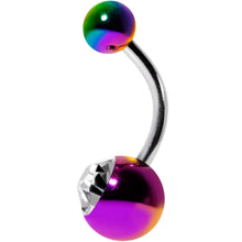 Load image into Gallery viewer, Clear Gem Rainbow Pearlescent Acrylic Belly Ring