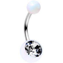 Load image into Gallery viewer, Clear Gem White Pearlescent Acrylic Celestial Rainbow Belly Ring