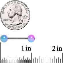 Load image into Gallery viewer, Clear Gem Blue Pink Pearlescent Barbell Tongue Ring