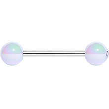 Load image into Gallery viewer, Clear Gem White Pink Pearlescent Barbell Tongue Ring