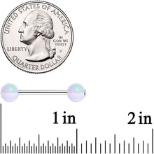 Load image into Gallery viewer, Clear Gem White Pink Pearlescent Barbell Tongue Ring