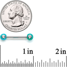 Load image into Gallery viewer, 9/16 Clear Gem Teal Pearlescent Acrylic Barbell Nipple Ring Set