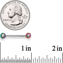 Load image into Gallery viewer, 9/16 Clear Gem Rainbow Pearlescent Acrylic Barbell Nipple Ring Set